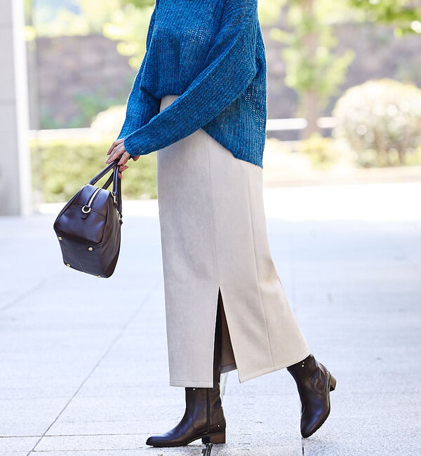 abahouse mavie「フェイクスウェード/フェイクレザースリットタイトスカート」|スカート|