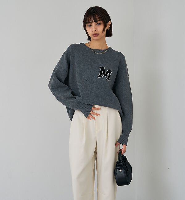 abahouse mavie「スウェットライク刺繍ニット【予約】」|ニット・セーター|