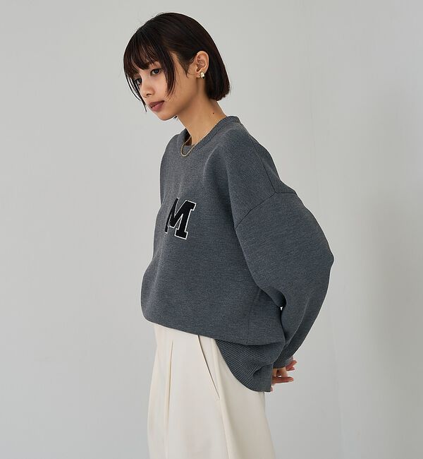 abahouse mavie「スウェットライク刺繍ニット【予約】」|ニット・セーター|