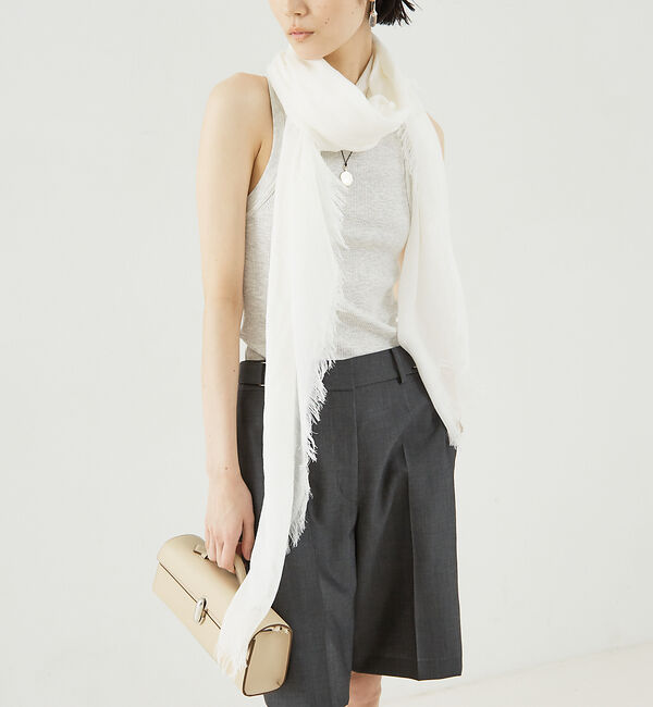 The Store by C' 「【ASAUCE MELER】シルクメランジュソリッドスクエアストール」|マフラー|ホワイト
