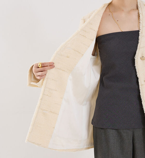 The Store by C' 「【COCUCA】ツイードＶネックジャケット」|ノーカラージャケット|