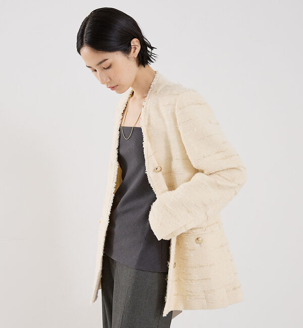 The Store by C' 「【COCUCA】ツイードＶネックジャケット」|ノーカラージャケット|