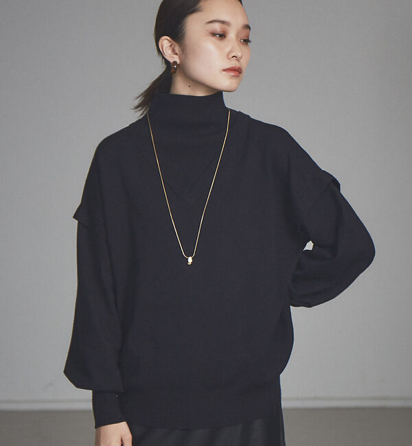 NOMINE「レイヤード風タートルニット」|ニット・セーター|ブラック