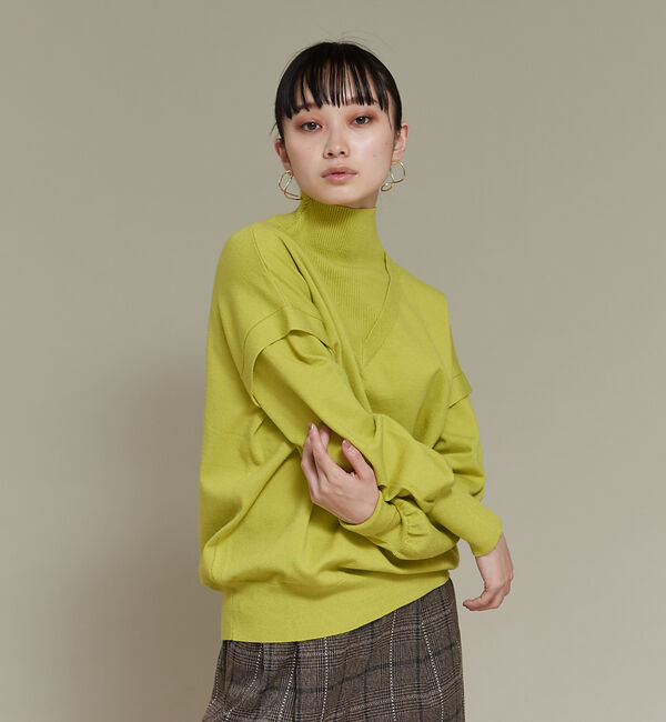 NOMINE「レイヤード風タートルニット」|ニット・セーター|イエロー