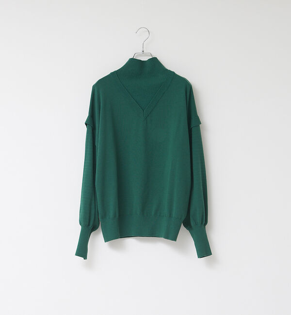 NOMINE「レイヤード風タートルニット」|ニット・セーター|グリーン