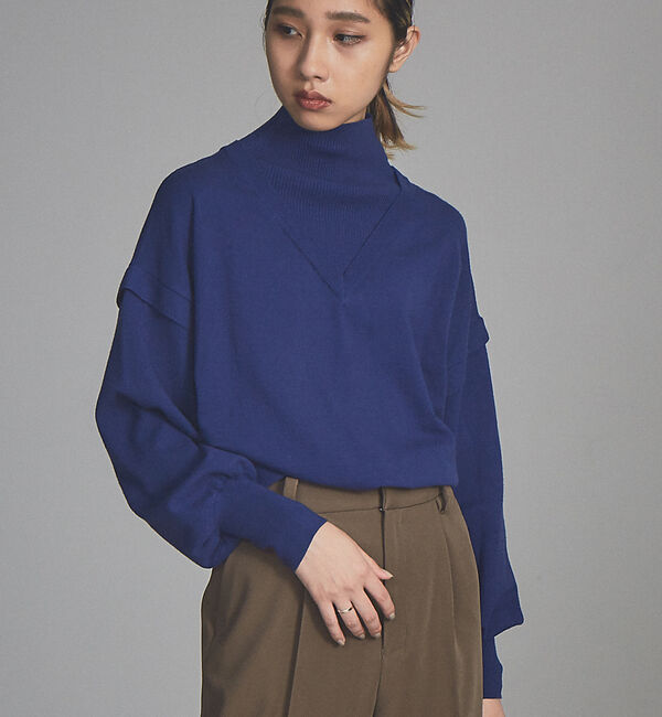 NOMINE「レイヤード風タートルニット」|ニット・セーター|ブルー