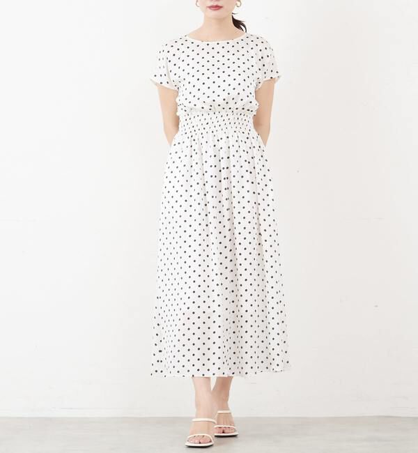 TIARA「ドットプリントワンピース」|ワンピース|アイボリー