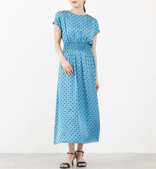TIARA「ドットプリントワンピース」|ワンピース|ターコイズ