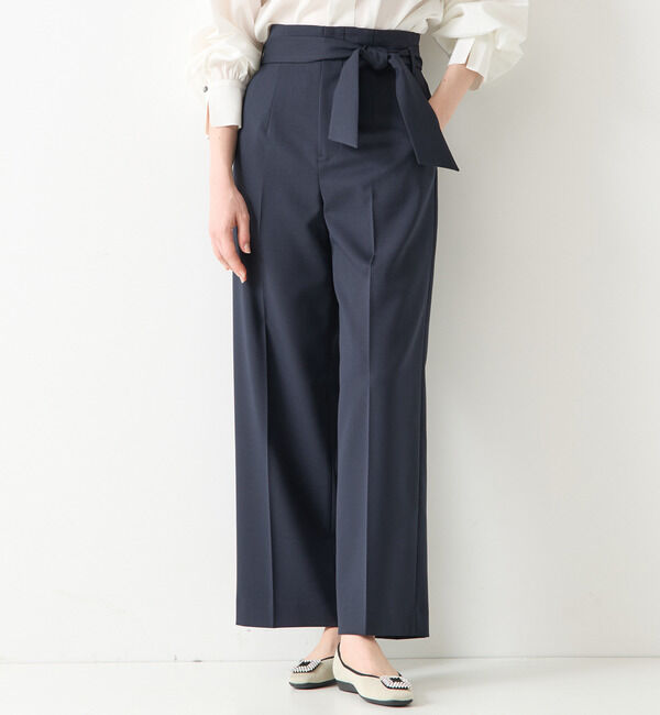 TIARA「ハイウエストベルテッドワイドパンツ（セットアップ対応）」|その他|ネイビー