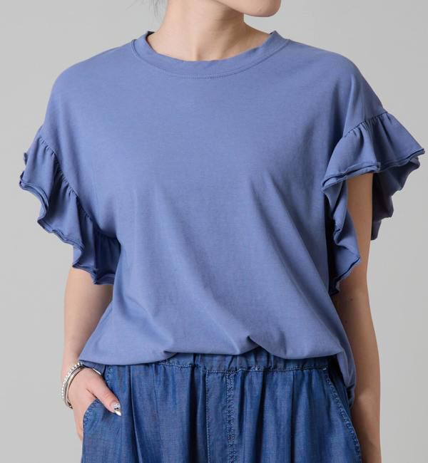 Liesse「袖フリルノースリーブカットソー」|Tシャツ・カットソー|