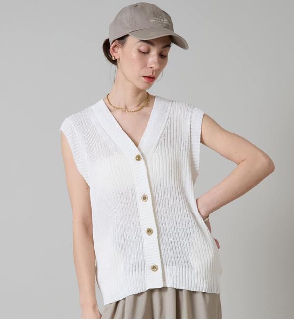Liesse「Vネックニットベスト」|ベスト・ジレ|ホワイト