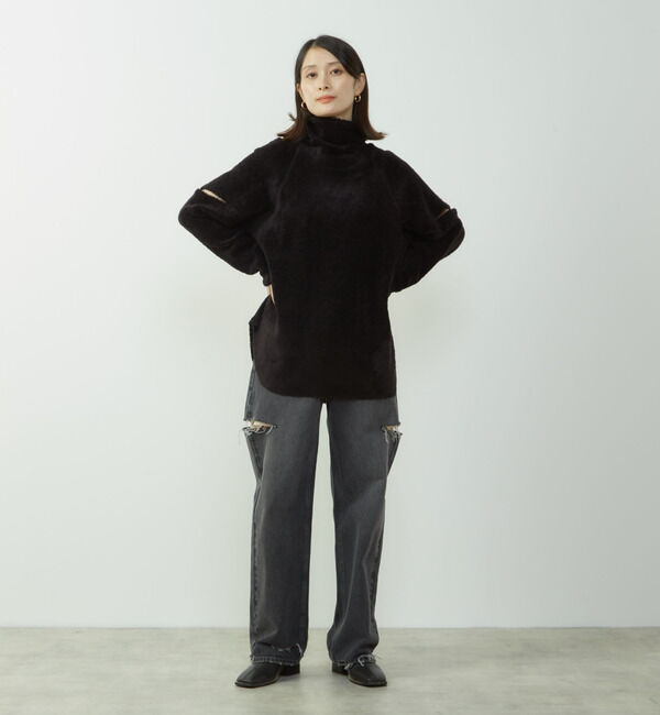 Soffitto「ふわふわトイプー起毛袖スリットプルオーバー」|Tシャツ・カットソー|