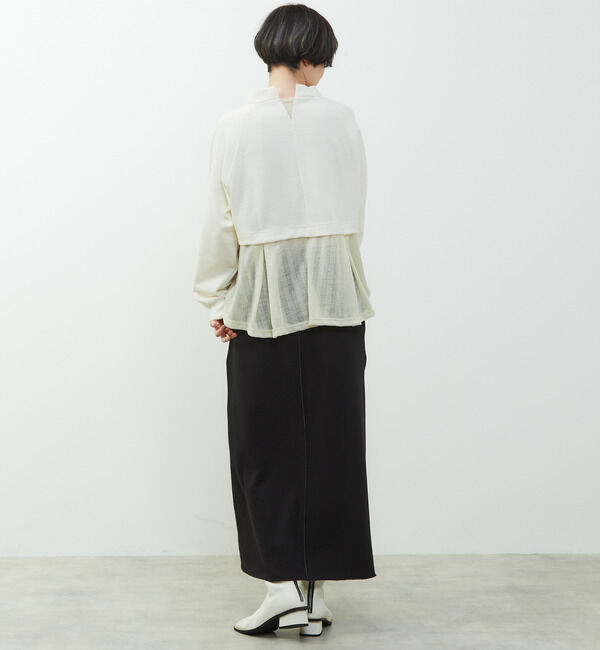 Soffitto「【nota della mano sinistra（ノータ デラ マノ シニストラ）】素材切替オフタートップス」|Tシャツ・カットソー|