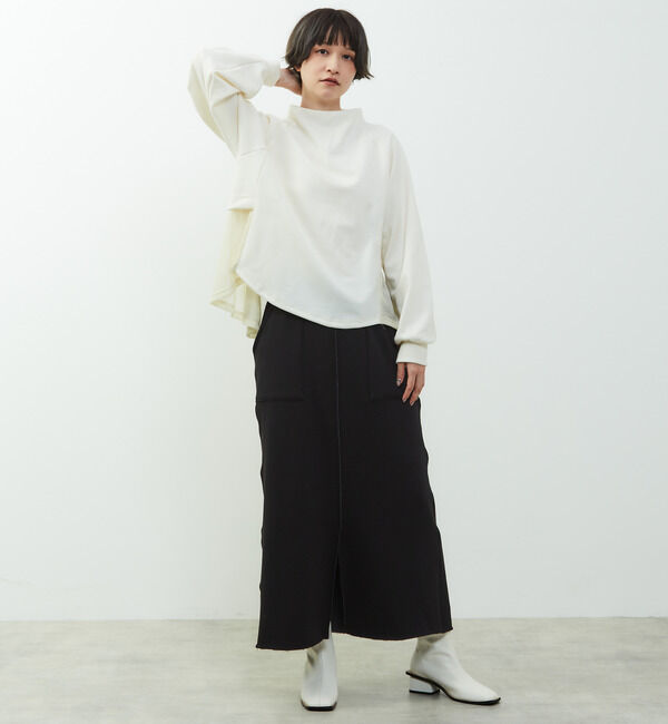 Soffitto「【nota della mano sinistra（ノータ デラ マノ シニストラ）】素材切替オフタートップス」|Tシャツ・カットソー|