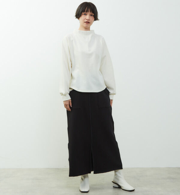 Soffitto「【nota della mano sinistra（ノータ デラ マノ シニストラ）】素材切替オフタートップス」|Tシャツ・カットソー|