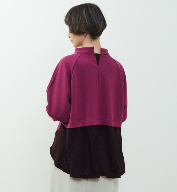 Soffitto「【nota della mano sinistra（ノータ デラ マノ シニストラ）】素材切替オフタートップス」|Tシャツ・カットソー|