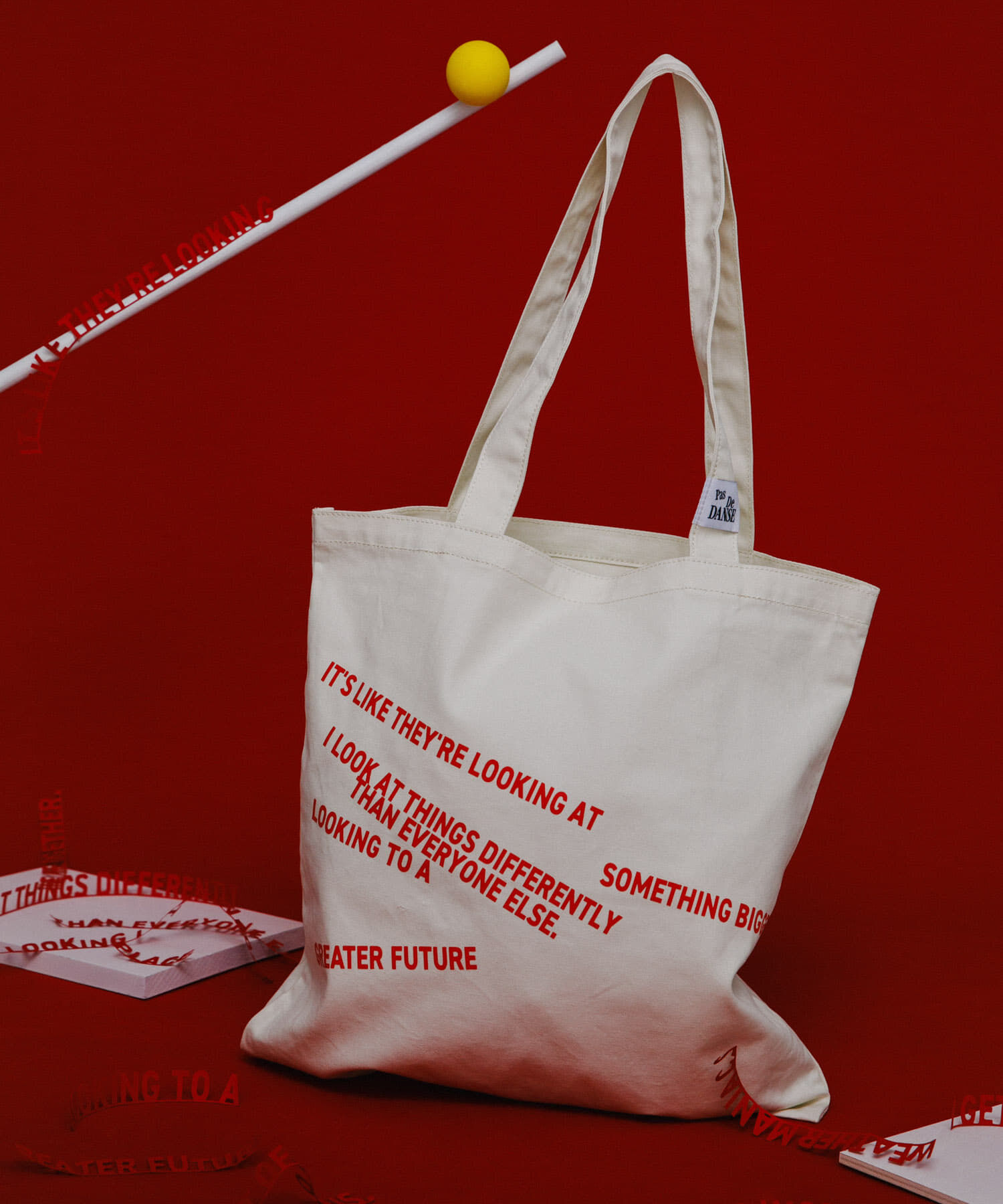 RODE SKO「Pas De DANSE　Letter ToteBag」|トートバッグ|オフホワイト