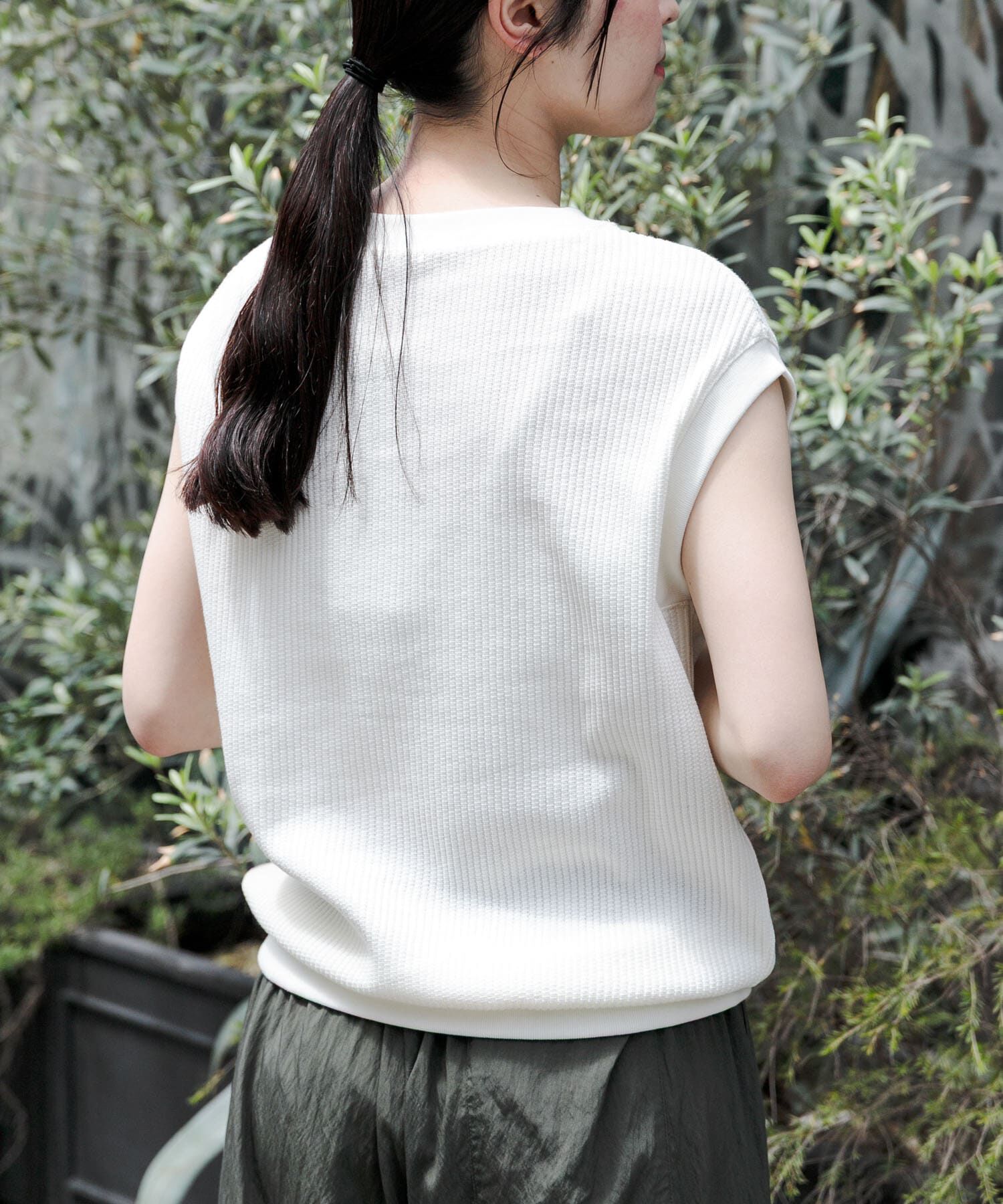 URBAN RESEARCH DOORS「FORK&SPOON　変形ワッフルノースリーブプルオーバー」|Tシャツ・カットソー|