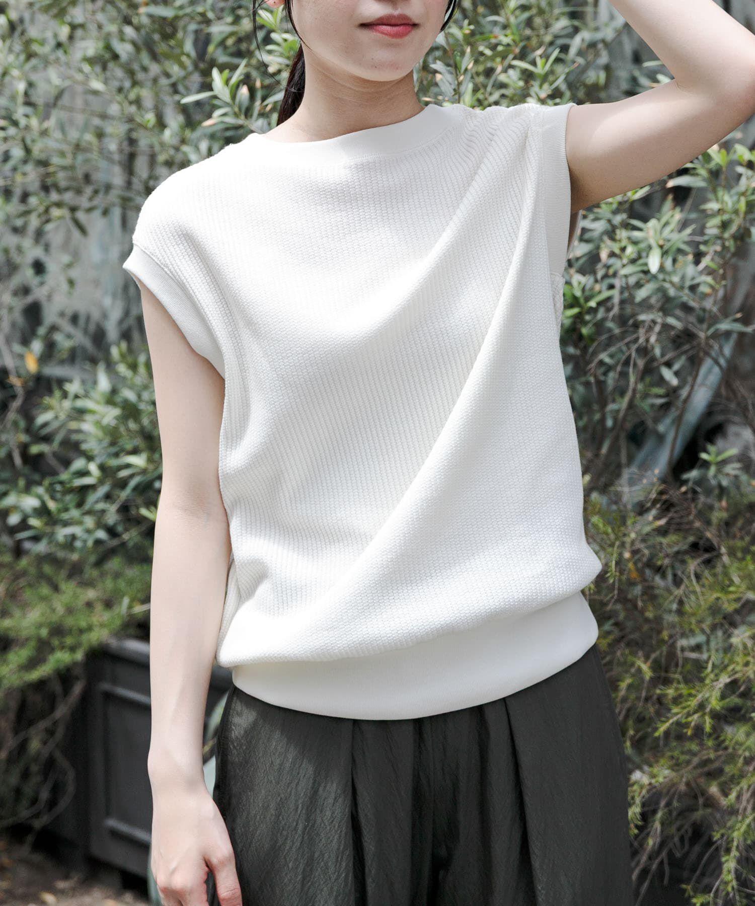 URBAN RESEARCH DOORS「FORK&SPOON　変形ワッフルノースリーブプルオーバー」|Tシャツ・カットソー|