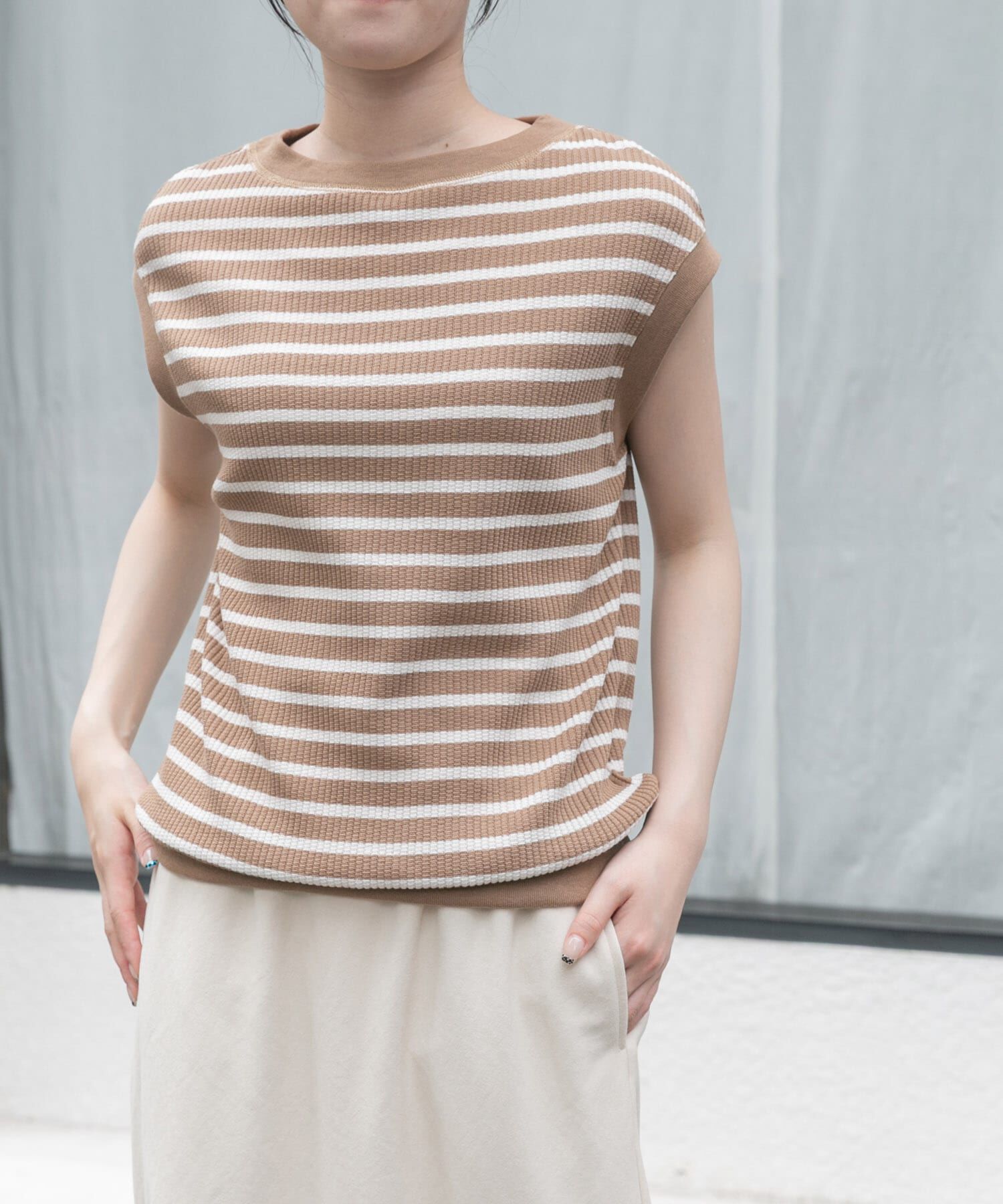 URBAN RESEARCH DOORS「FORK&SPOON　変形ワッフルノースリーブプルオーバー」|Tシャツ・カットソー|イエロー系その他