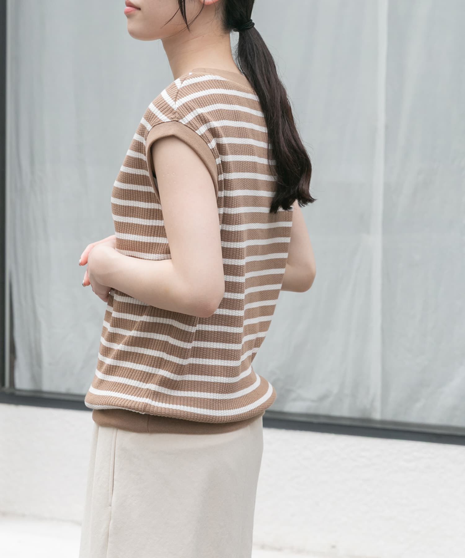 URBAN RESEARCH DOORS「FORK&SPOON　変形ワッフルノースリーブプルオーバー」|Tシャツ・カットソー|