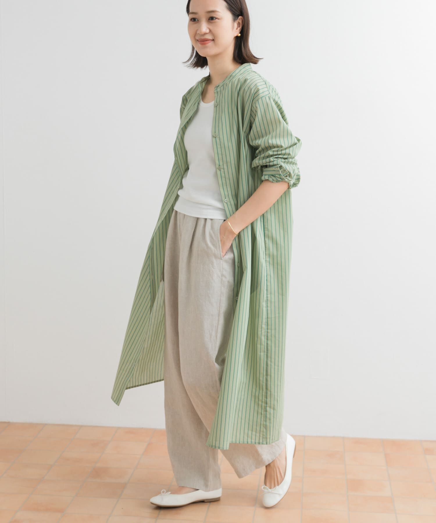 URBAN RESEARCH DOORS「カラーストライプシャツワンピース」|ワンピース|