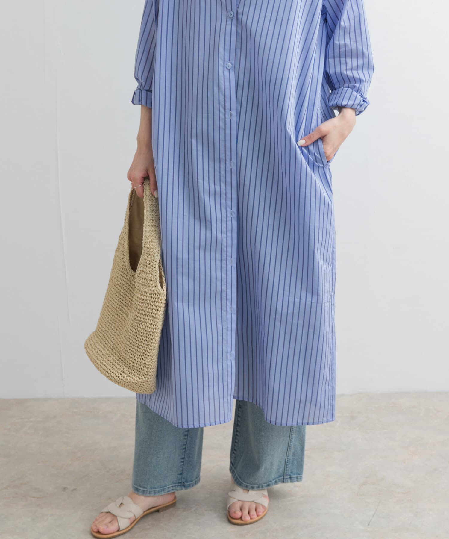 URBAN RESEARCH DOORS「カラーストライプシャツワンピース」|ワンピース|