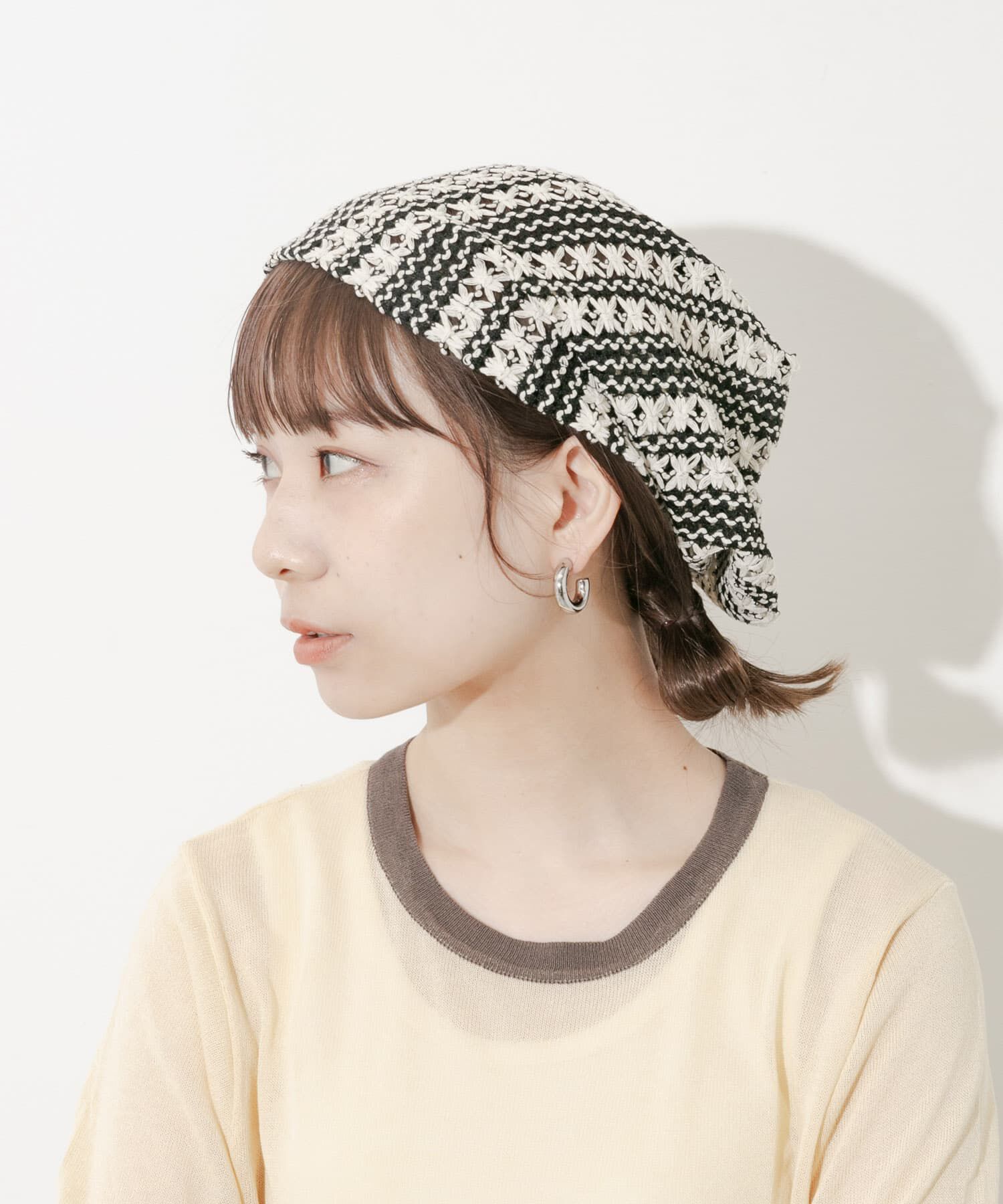 SMELLY「クロシェレースビーニー」|ニット帽|ホワイト系その他