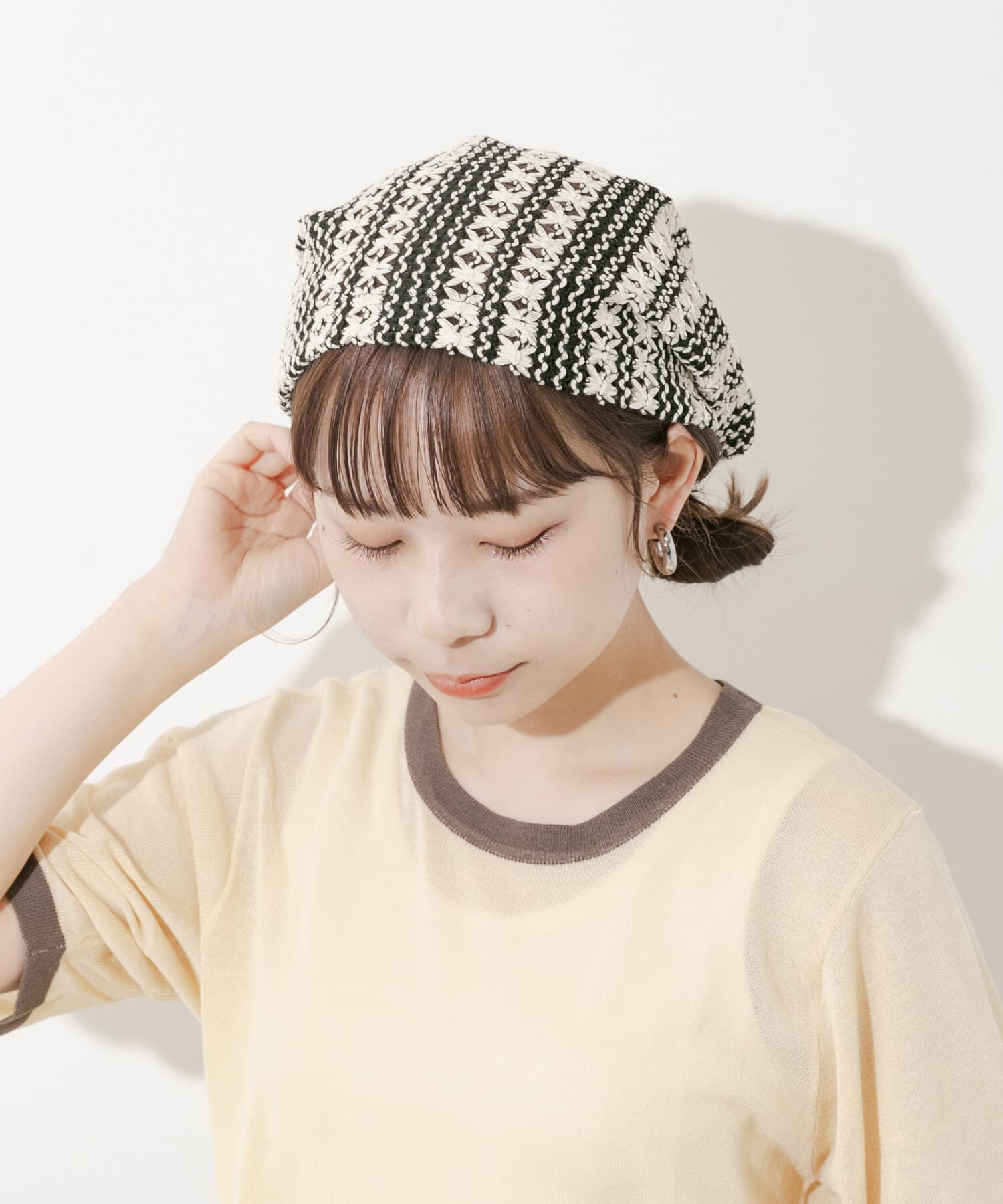 SMELLY「クロシェレースビーニー」|ニット帽|