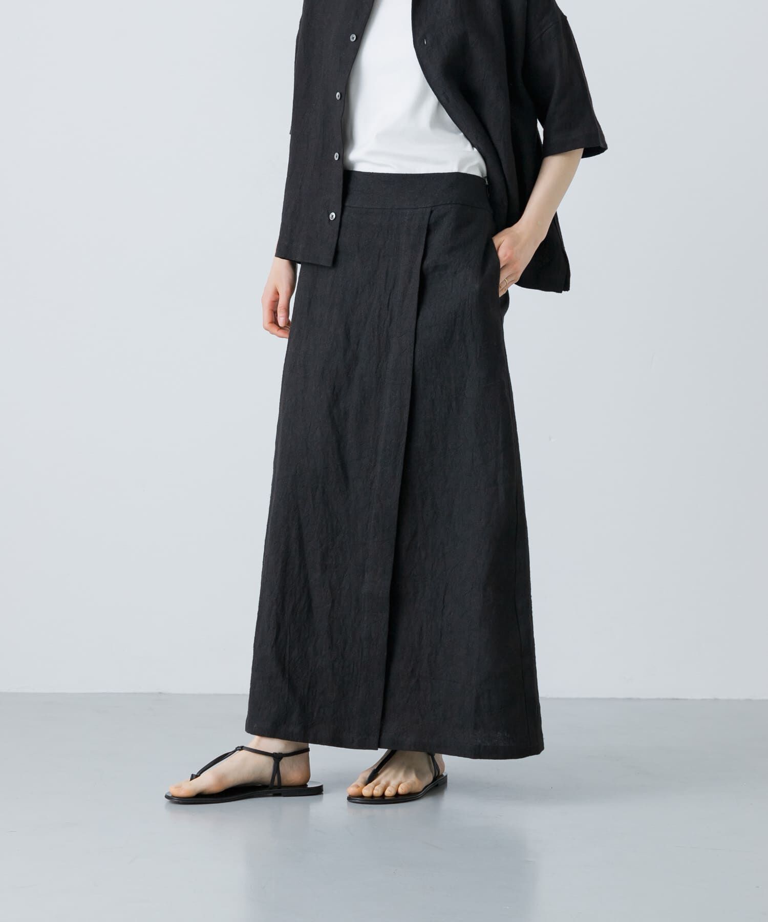 かぐれ「リネンラミーラップスカート」|スカート|
