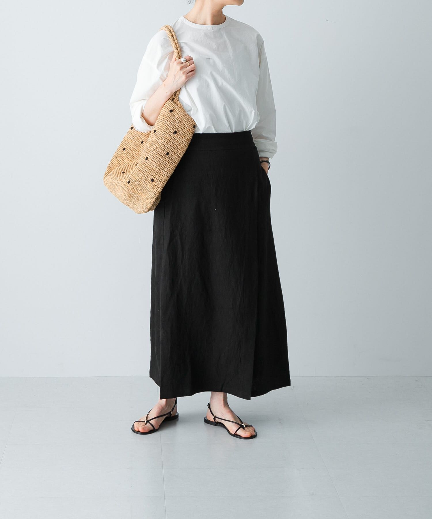 かぐれ「リネンラミーラップスカート」|スカート|