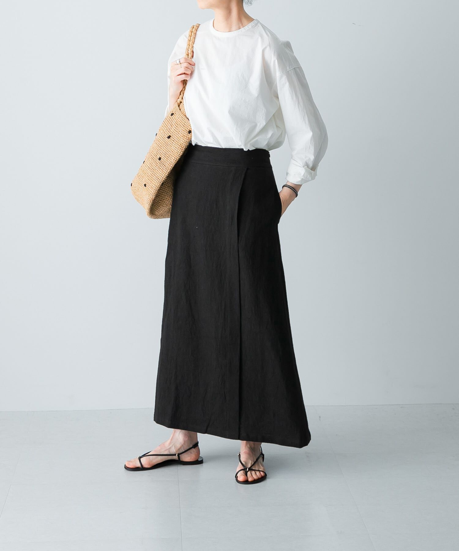 かぐれ「リネンラミーラップスカート」|スカート|