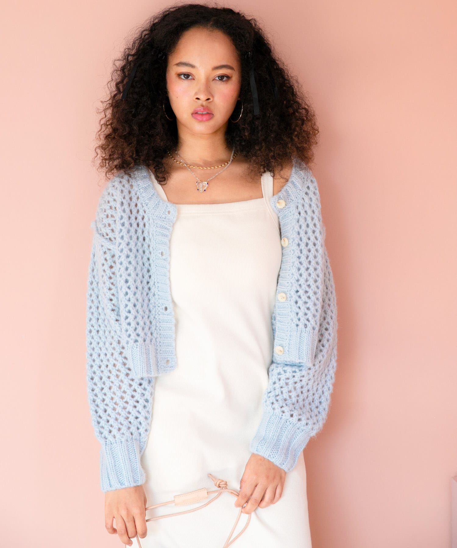 Sonny Label 「AyaKawasaki　メッシュショートカーディガン」|カーディガン|ブルー系その他