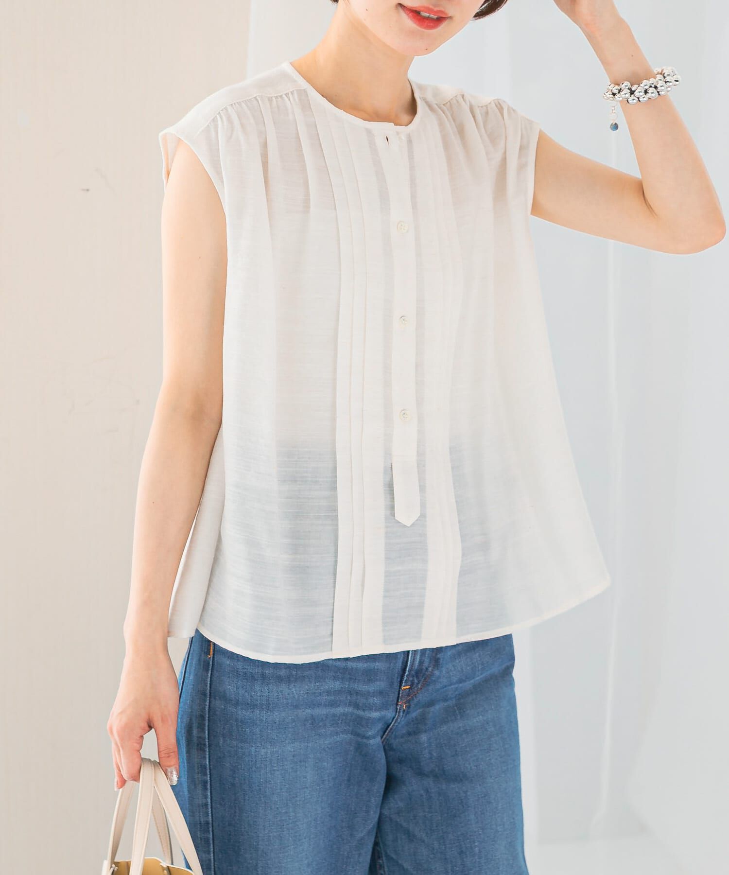 URBAN RESEARCH ROSSO「リネン混プリーツブラウス」|シャツ・ブラウス|