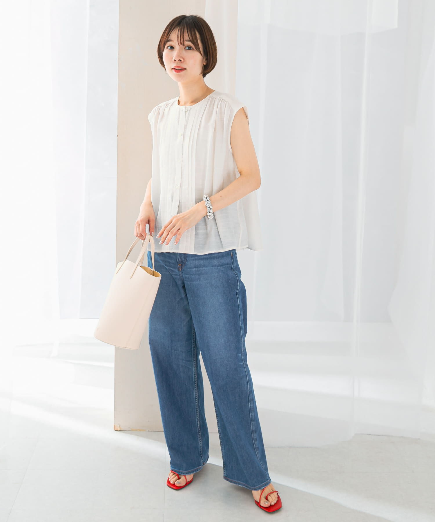 URBAN RESEARCH ROSSO「リネン混プリーツブラウス」|シャツ・ブラウス|