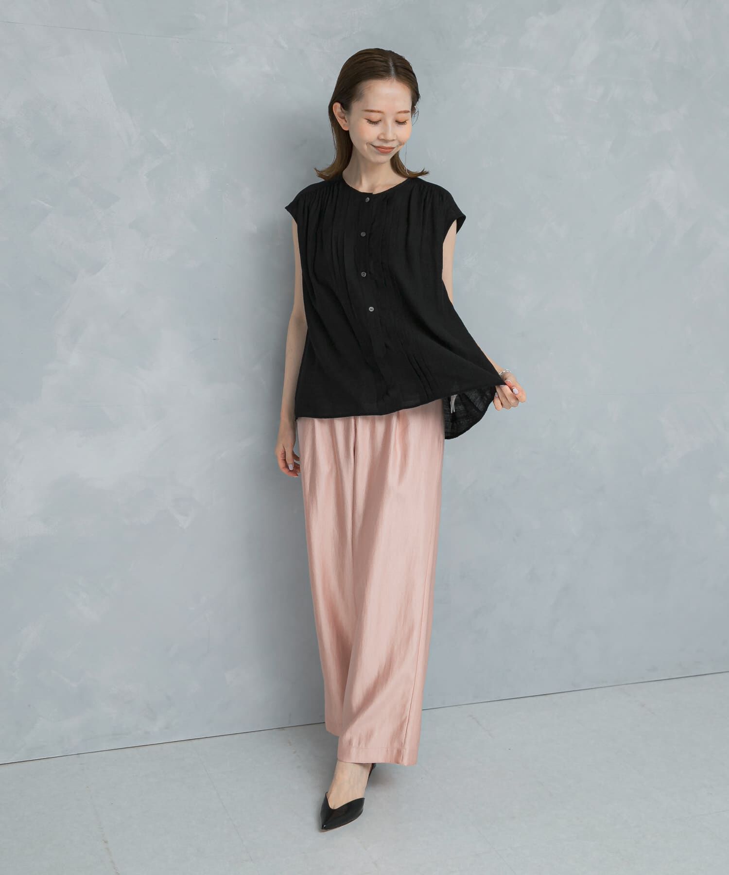 URBAN RESEARCH ROSSO「リネン混プリーツブラウス」|シャツ・ブラウス|