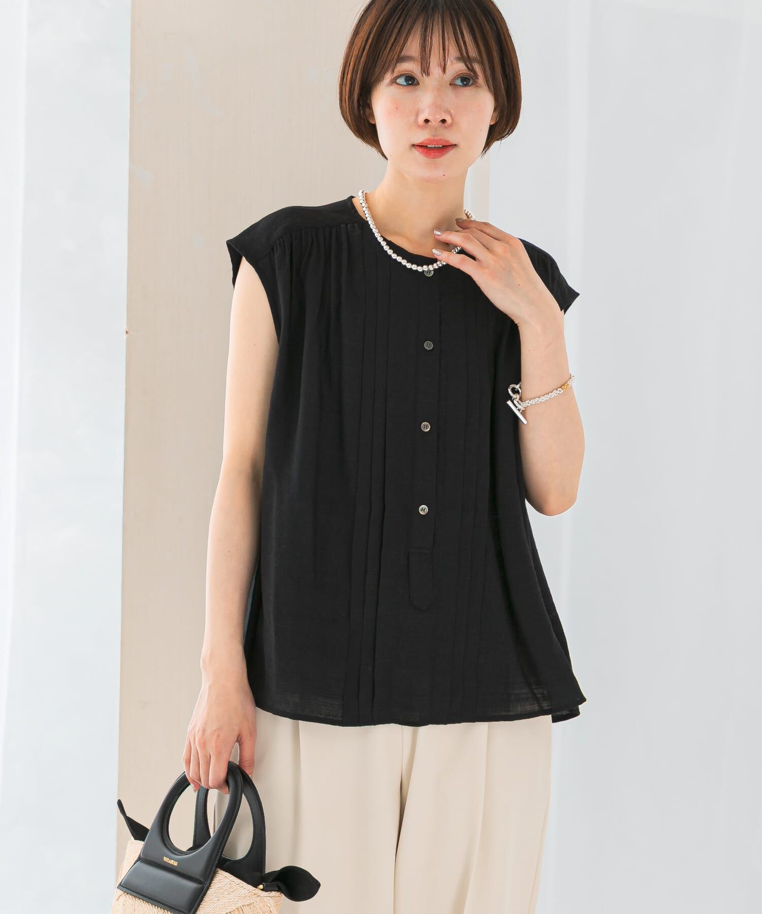 URBAN RESEARCH ROSSO「リネン混プリーツブラウス」|シャツ・ブラウス|