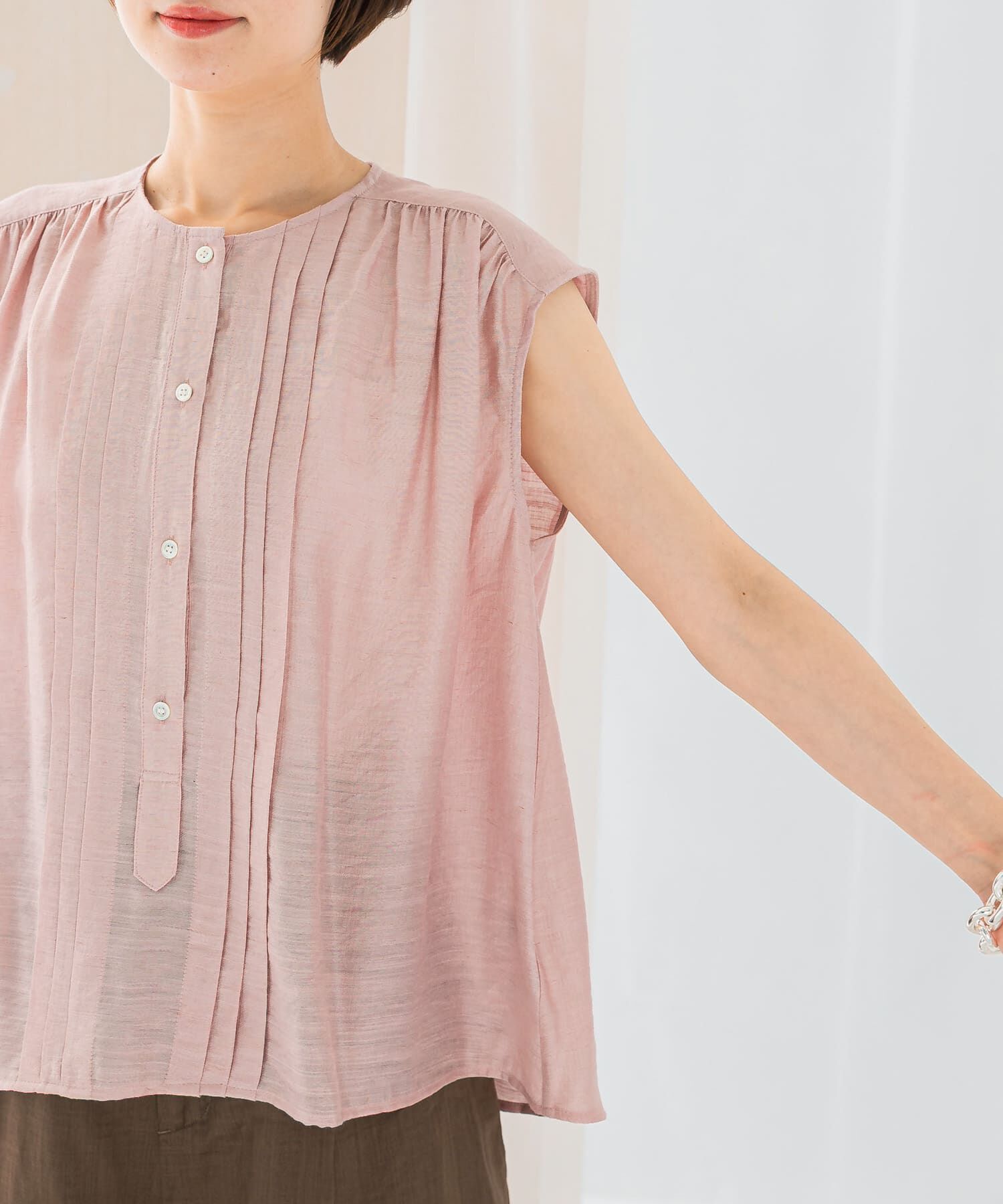 URBAN RESEARCH ROSSO「リネン混プリーツブラウス」|シャツ・ブラウス|