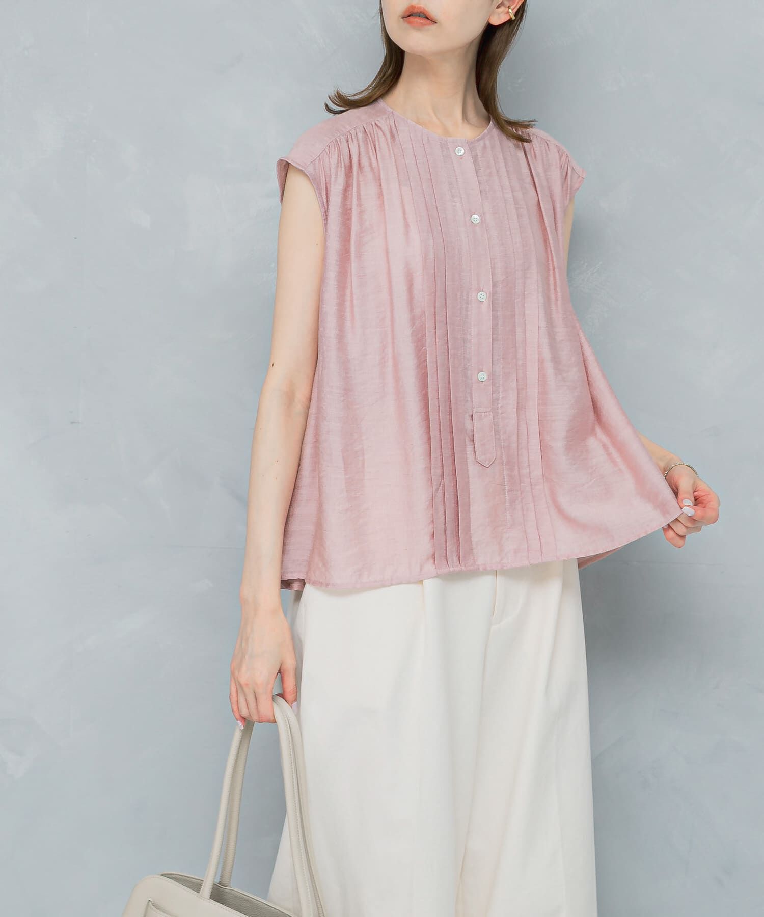 URBAN RESEARCH ROSSO「リネン混プリーツブラウス」|シャツ・ブラウス|