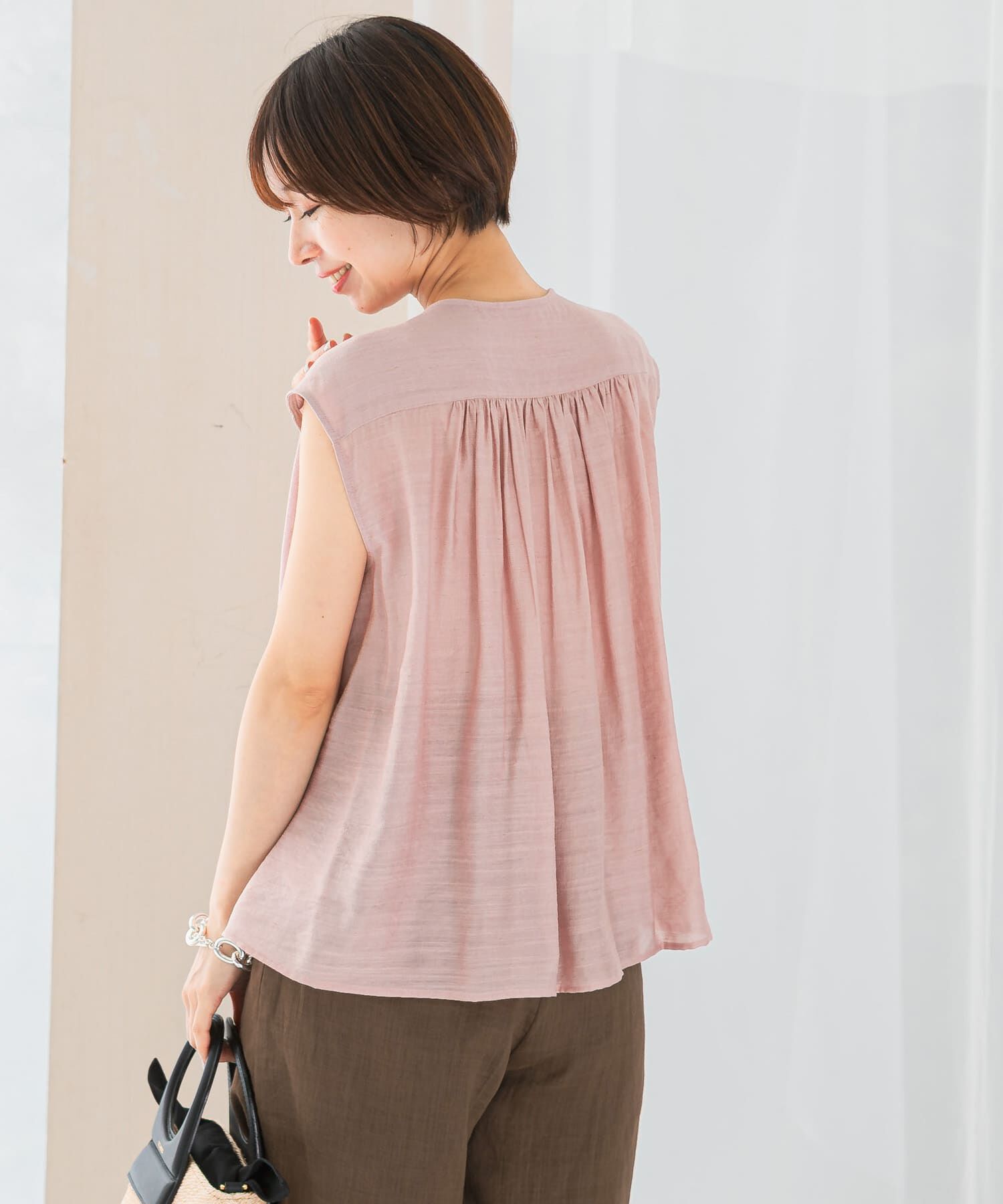URBAN RESEARCH ROSSO「リネン混プリーツブラウス」|シャツ・ブラウス|