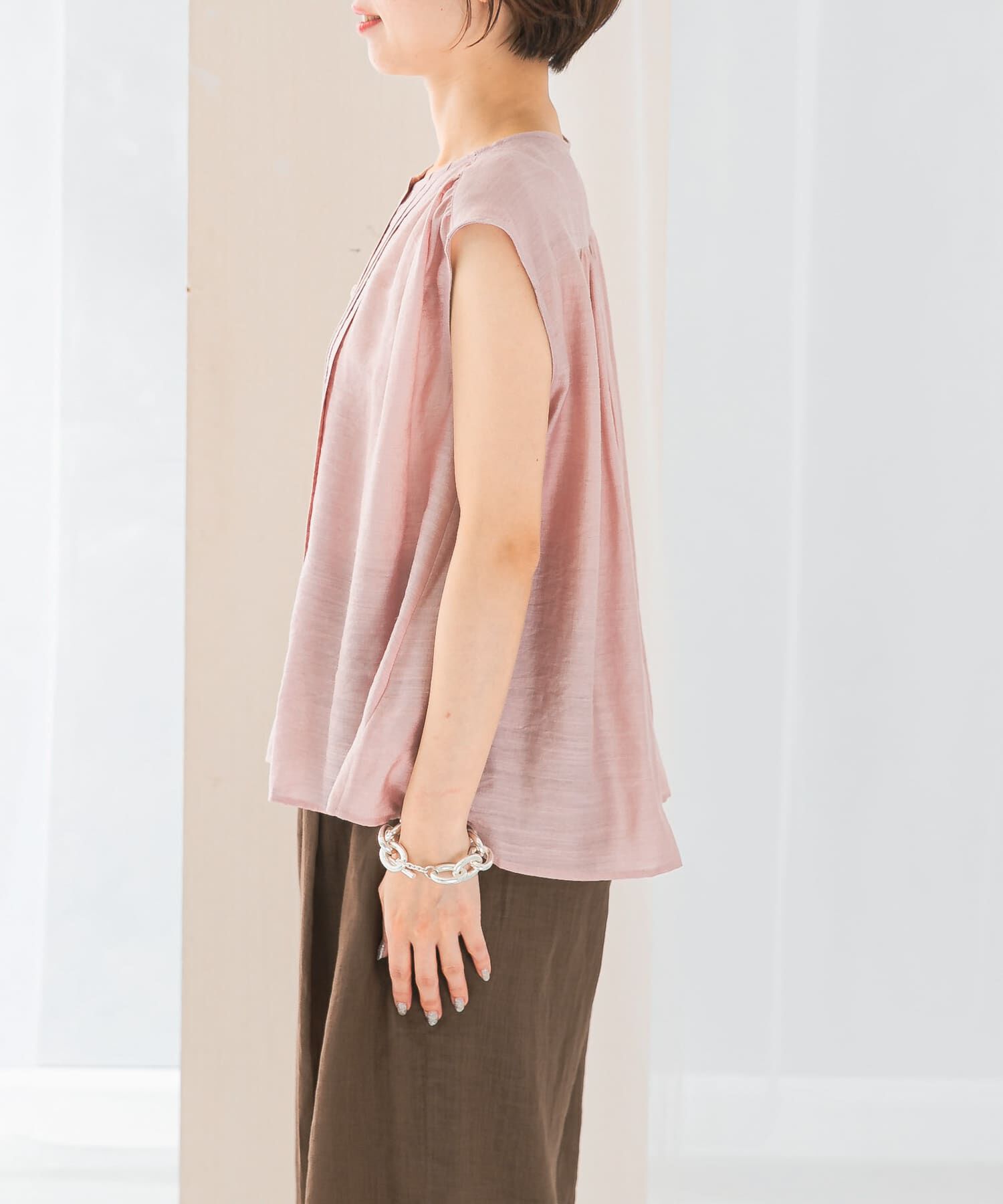 URBAN RESEARCH ROSSO「リネン混プリーツブラウス」|シャツ・ブラウス|