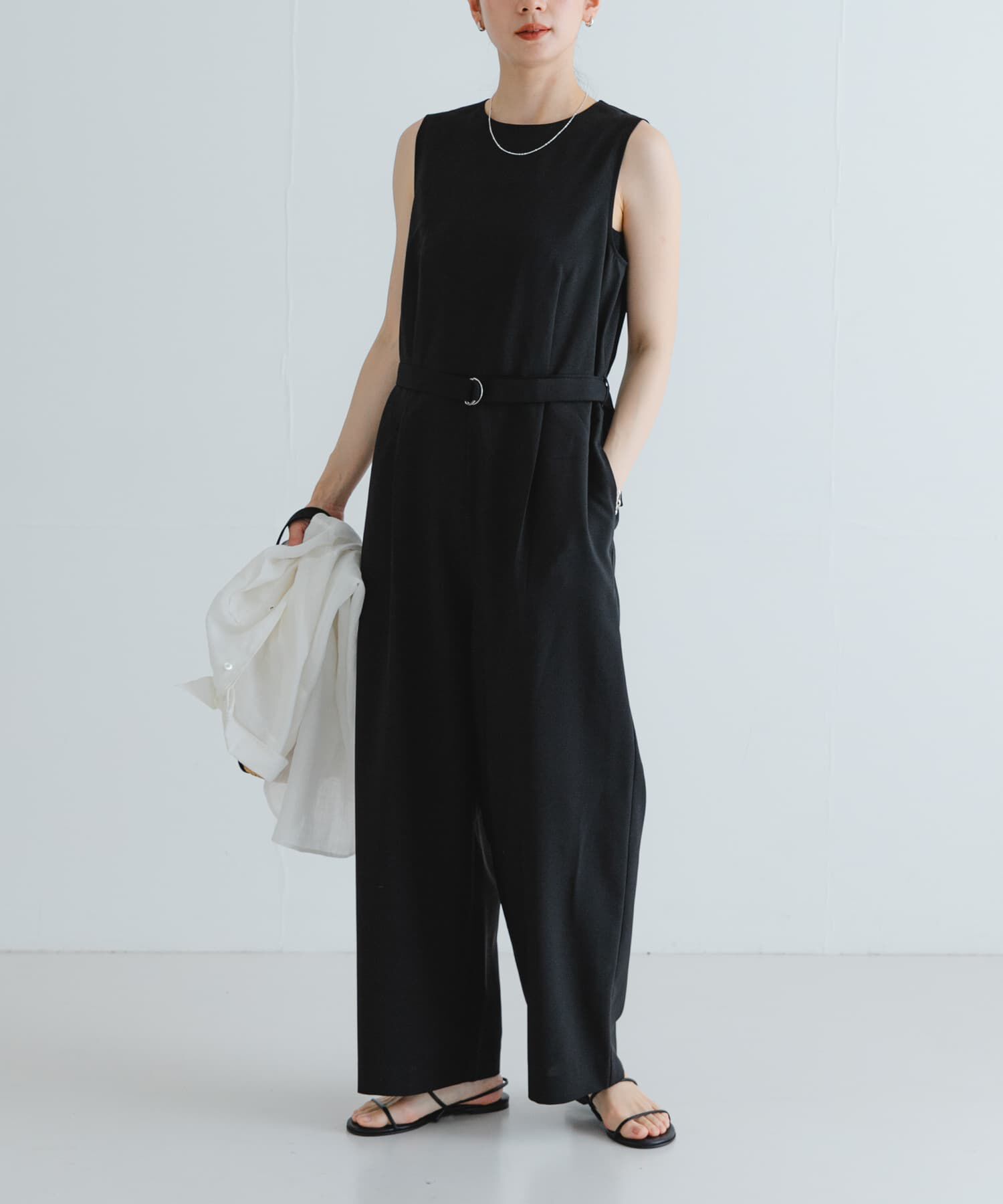 URBAN RESEARCH「『2サイズ展開』ベルト付きオールインワン」|スカート|ブラック