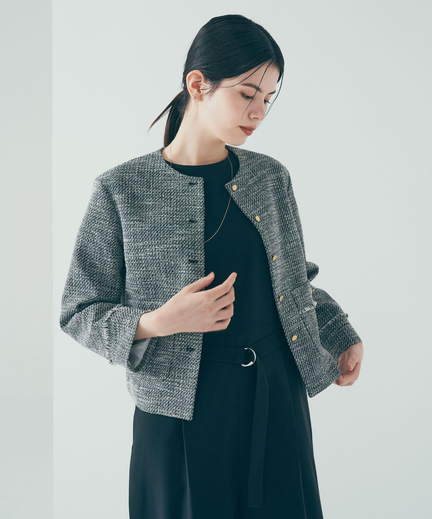URBAN RESEARCH「ツイードノーカラージャケット」|ノーカラージャケット|