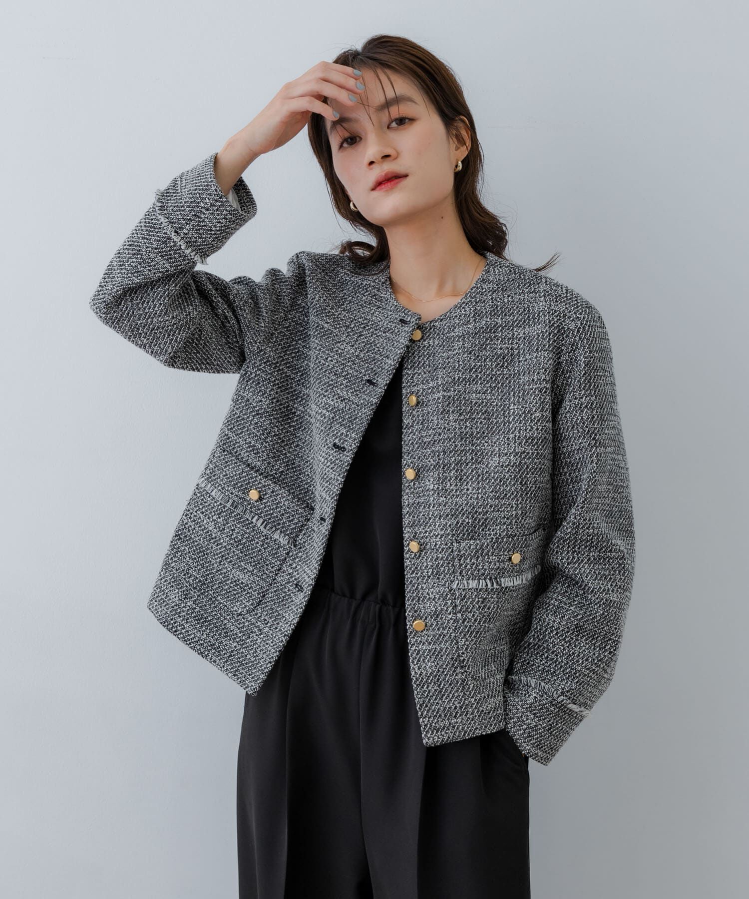 URBAN RESEARCH「ツイードノーカラージャケット」|ノーカラージャケット|