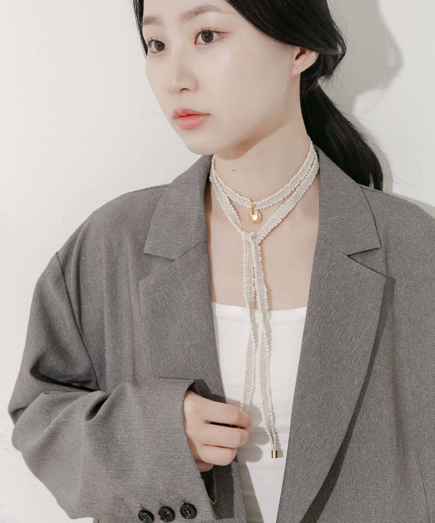 SMELLY「メタルトップツイードチョーカー」|ネックレス|