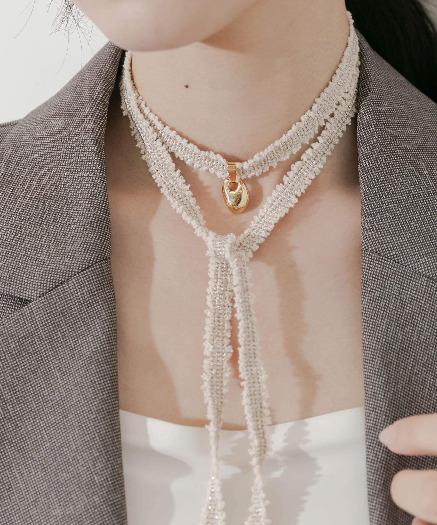 SMELLY「メタルトップツイードチョーカー」|ネックレス|