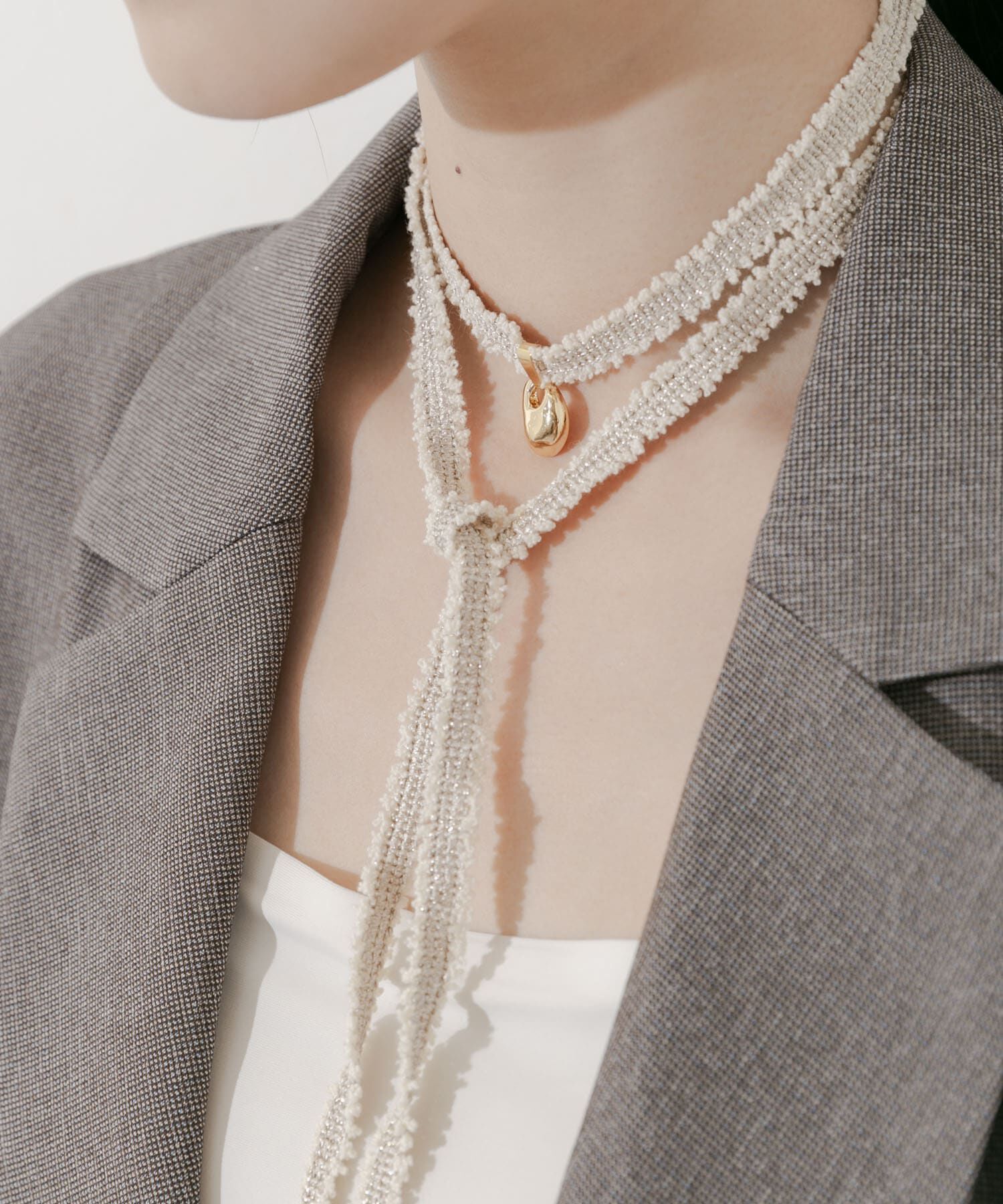 SMELLY「メタルトップツイードチョーカー」|ネックレス|