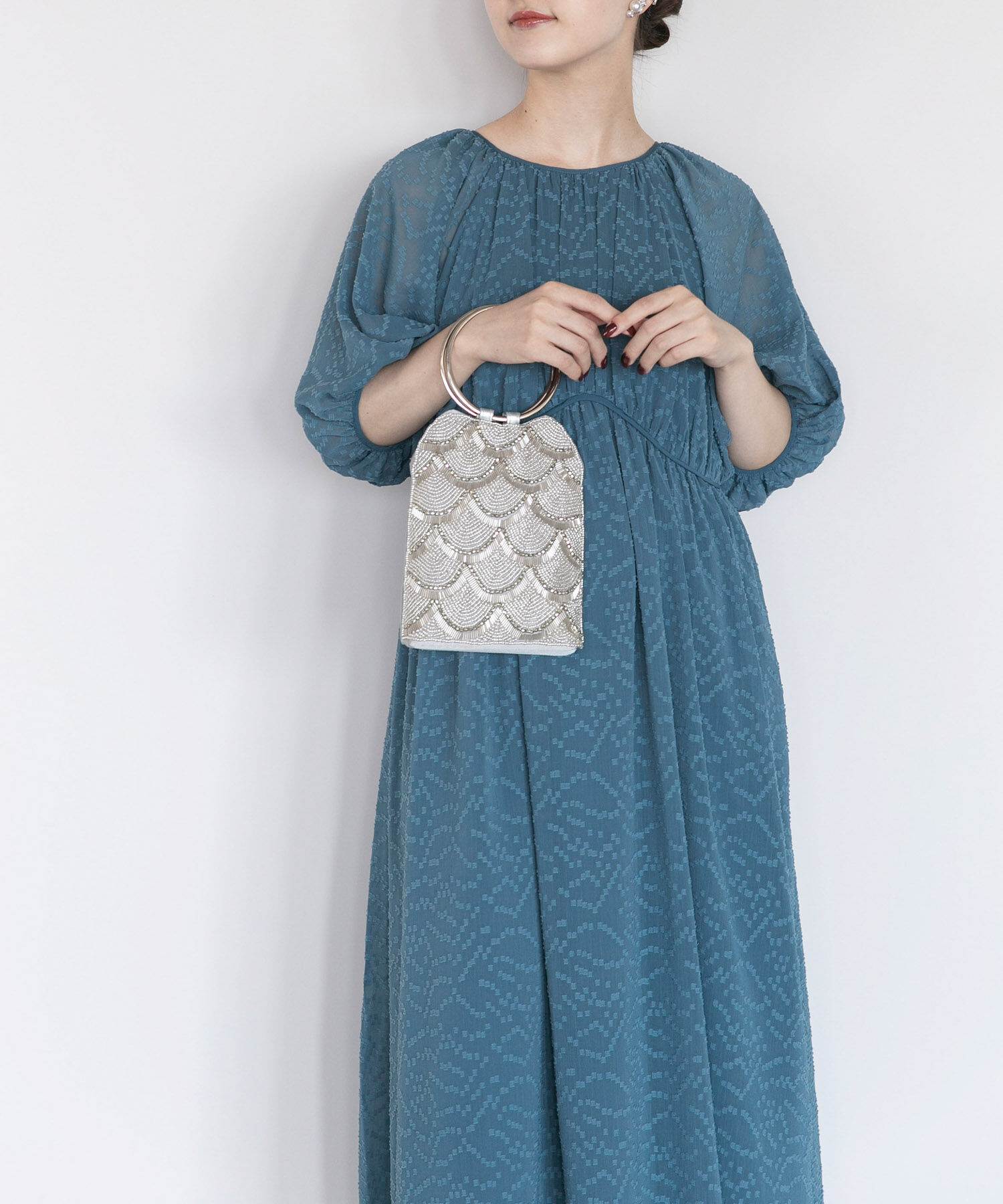 URBAN RESEARCH ROSSO「ジャガードギャザーパフドレス」|ワンピース|