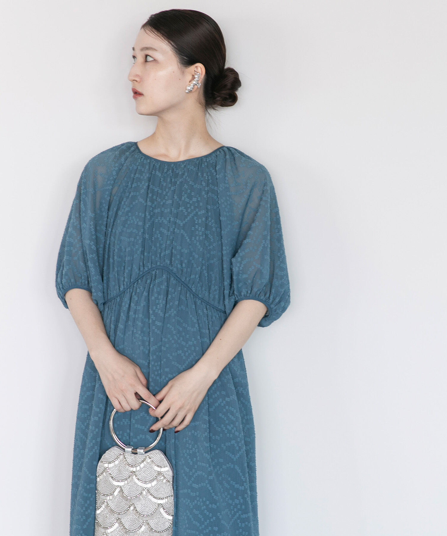 URBAN RESEARCH ROSSO「ジャガードギャザーパフドレス」|ワンピース|