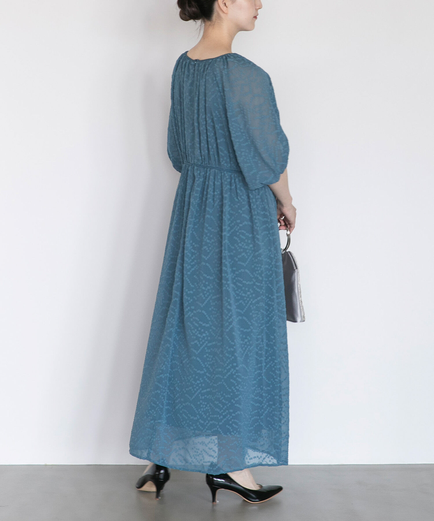 URBAN RESEARCH ROSSO「ジャガードギャザーパフドレス」|ワンピース|